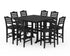 POLYWOOD Savannah Side Chair 9-Piece Square Bar Set with Trestle Legs in Black