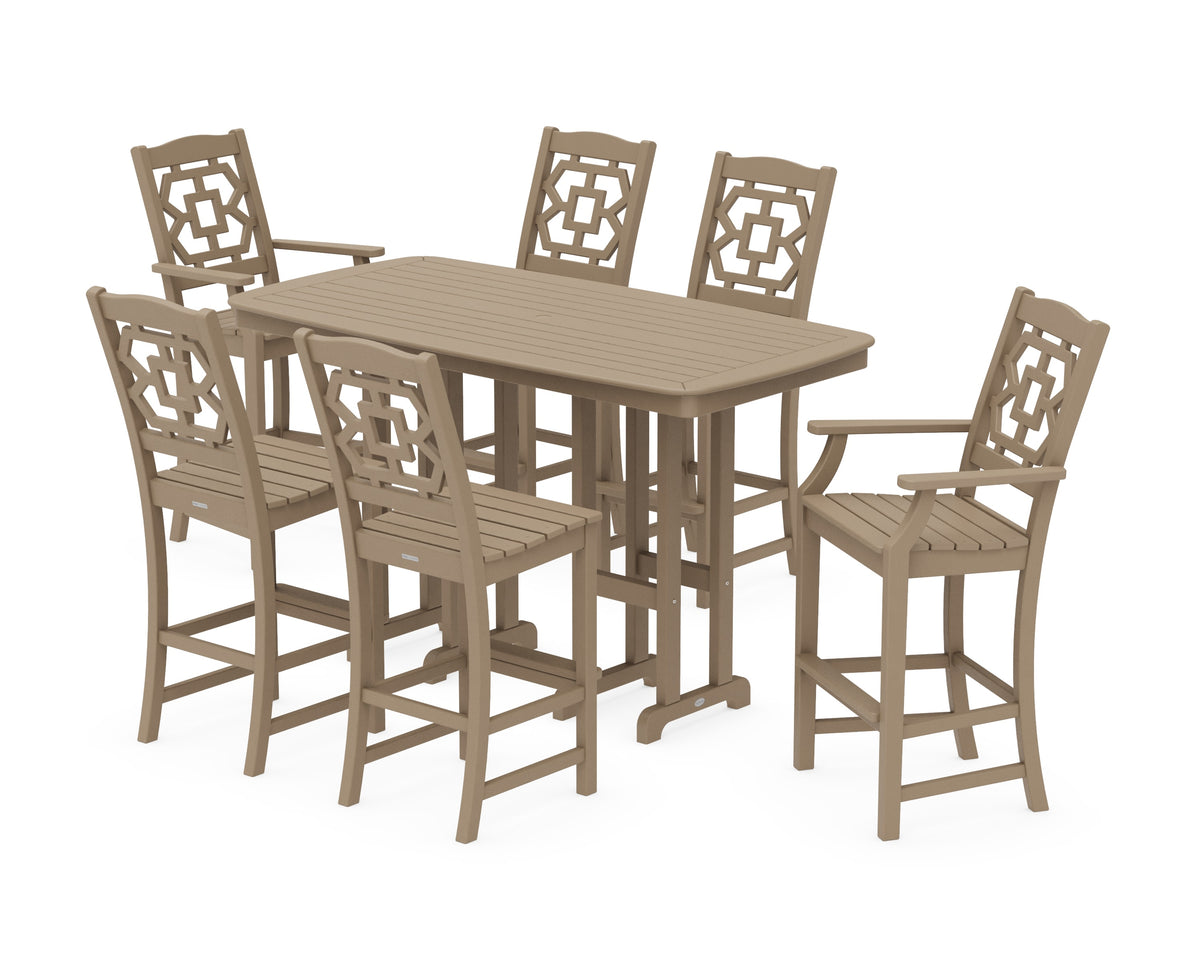 POLYWOOD Chinoiserie 7-Piece Bar Set in Vintage Sahara
