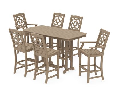 POLYWOOD Chinoiserie 7-Piece Bar Set in Vintage Sahara