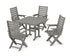 POLYWOOD Captain Folding Chair 5-Piece Farmhouse Dining Set in Slate Grey