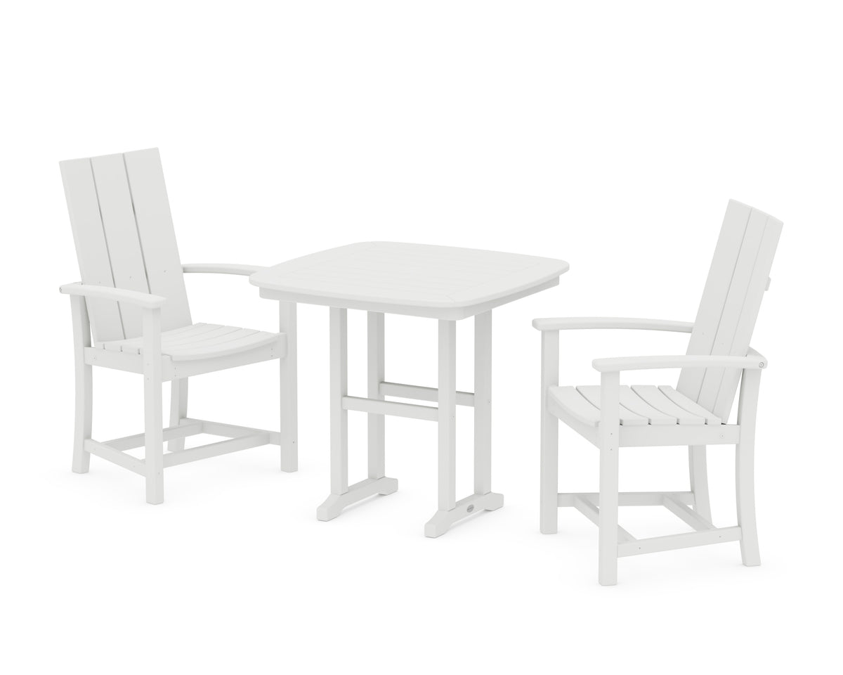 POLYWOOD Modern Adirondack 3-Piece Dining Set - 31" Table in White