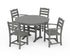 POLYWOOD La Casa Café 5-Piece Round Farmhouse Dining Set with Arm and Side Chairs in Slate Grey
