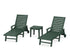 POLYWOOD Signature Chaise 3-Piece Set with Wheels in Green