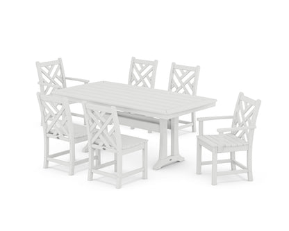 POLYWOOD Chippendale 7-Piece Dining Set with Trestle Legs in White