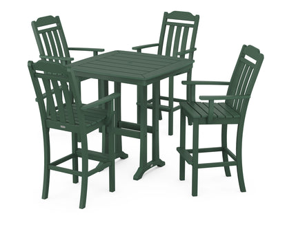 POLYWOOD Cottage 5-Piece Bar Set with Trestle Legs in Green