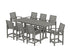 POLYWOOD Signature 9-Piece Farmhouse Counter Set with Trestle Legs in Slate Grey