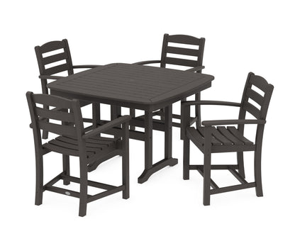 POLYWOOD La Casa Café 5-Piece Dining Set with Trestle Legs - 44" Table in Vintage Coffee