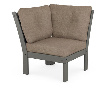 POLYWOOD Vineyard Modular Corner Chair in Slate Grey / Spiced Burlap