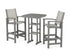 POLYWOOD Coastal 3-Piece Bar Set in Slate Grey / Birch