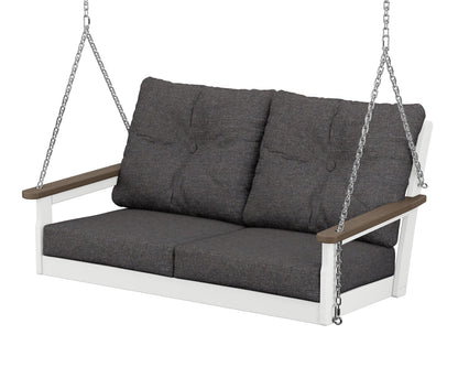POLYWOOD Vineyard Deep Seating Swing in White / Kona / Ash Charcoal