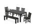 POLYWOOD Oxford 6-Piece Parsons Dining Set with Bench with Oxford Dining Side Chair in Black