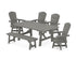 POLYWOOD Nautical Adirondack Swivel 6-Piece Rustic Farmhouse Dining Set with Trestle Legs in Slate Grey