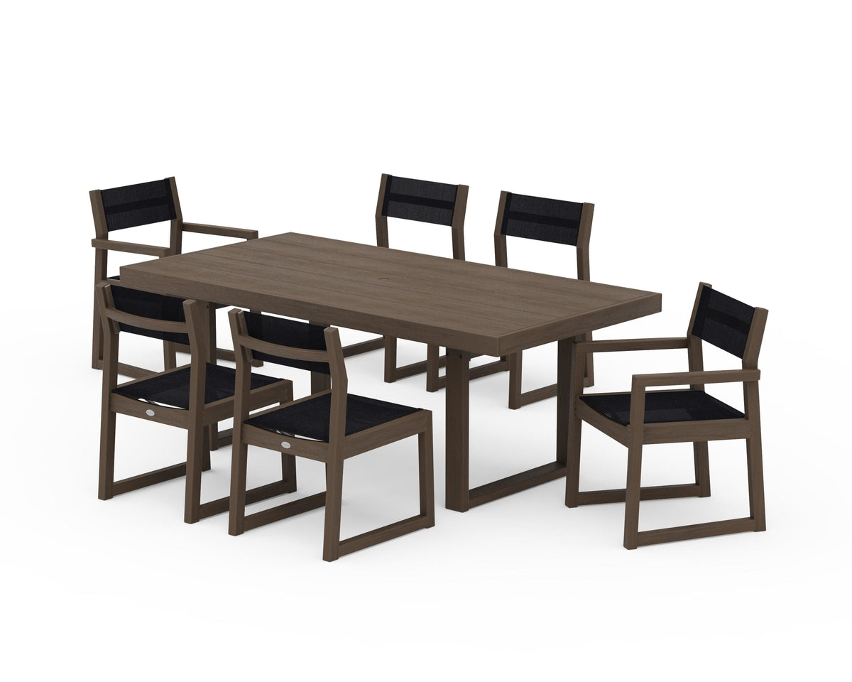 POLYWOOD EDGE Sling 7-Piece Dining Set in Kona / Black