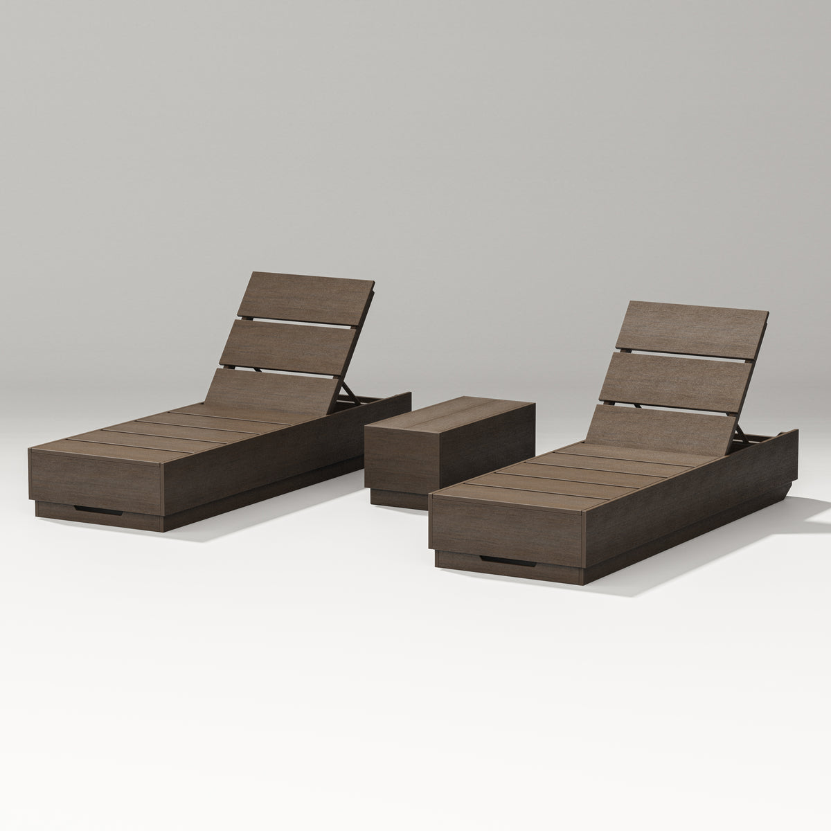 POLYWOOD PW Designer Series Elevate 3-Piece Chaise Lounge Set in Kona