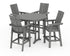 POLYWOOD Modern Curveback Adirondack 5-Piece Nautical Trestle Bar Set in Slate Grey