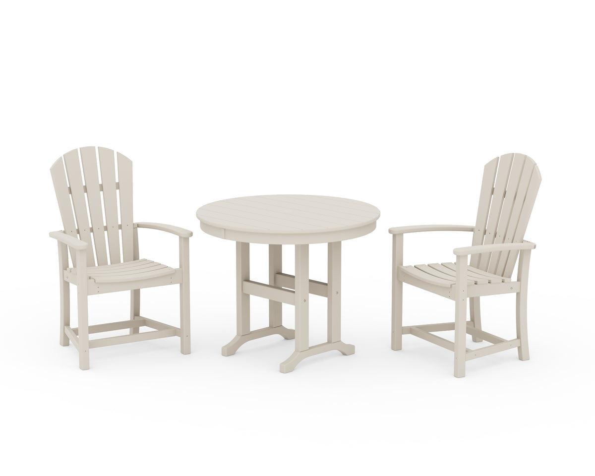 POLYWOOD Palm Coast 3-Piece Round Farmhouse Dining Set in Sand