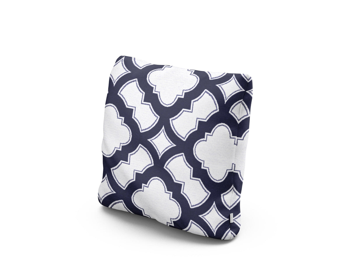 POLYWOOD 16" Outdoor Throw Pillow in Trellis Navy