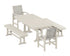 POLYWOOD Coastal 5-Piece Dining Set with Trestle Legs and Benches in Sand / Birch