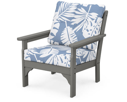 POLYWOOD Vineyard Deep Seating Chair in Slate Grey / Leaf Sky Blue