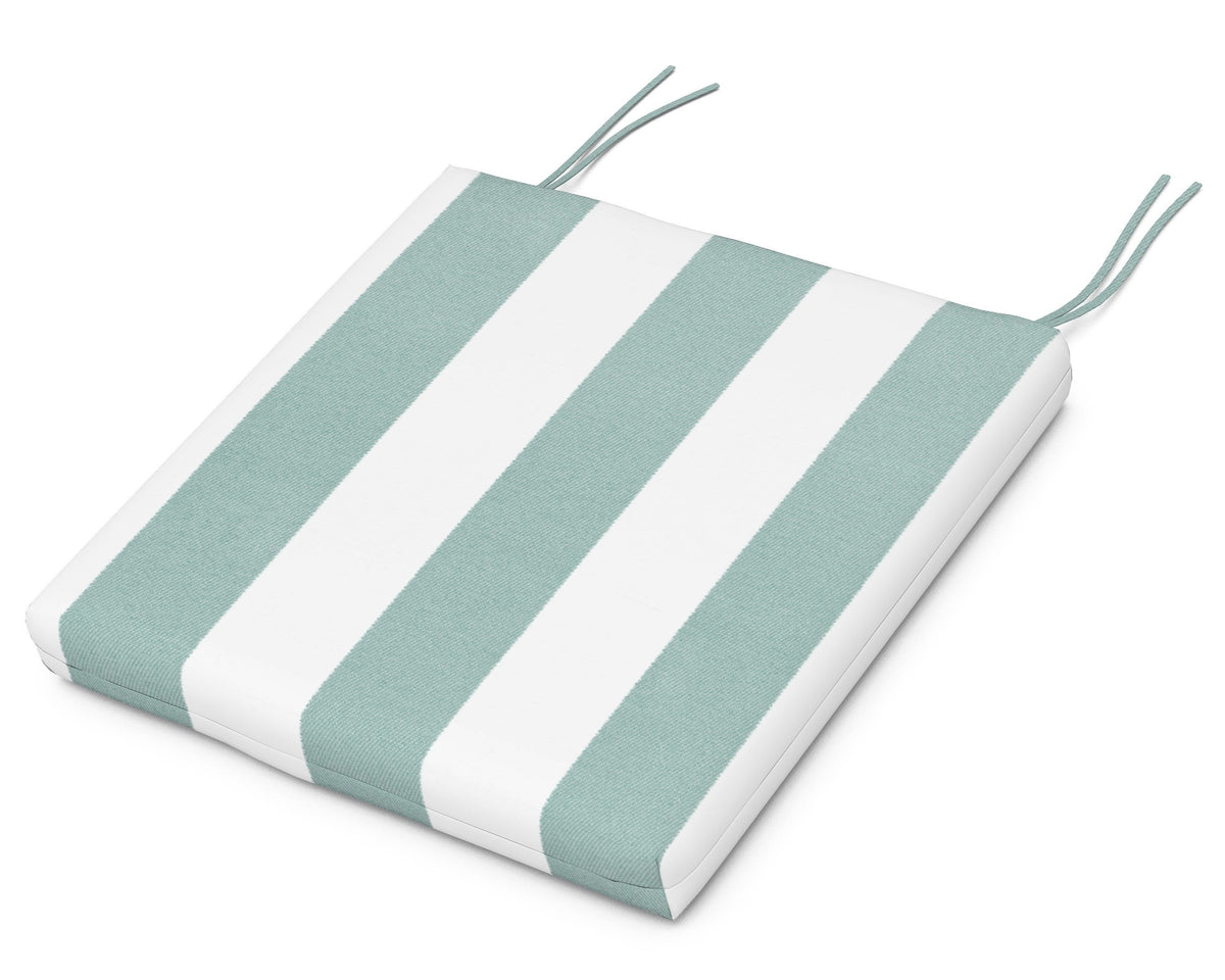 POLYWOOD Seat Cushion - 16.5"D x 17.5"W x 2.5"H in Cabana Stripe Glacier Spa