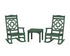 POLYWOOD Chinoiserie 3-Piece Rocking Chair Set in Green
