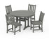 POLYWOOD Traditional Garden Side Chair 5-Piece Round Dining Set with Trestle Legs in Slate Grey