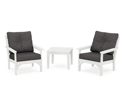 POLYWOOD Vineyard 3-Piece Deep Seating Set in Vintage White / Ash Charcoal