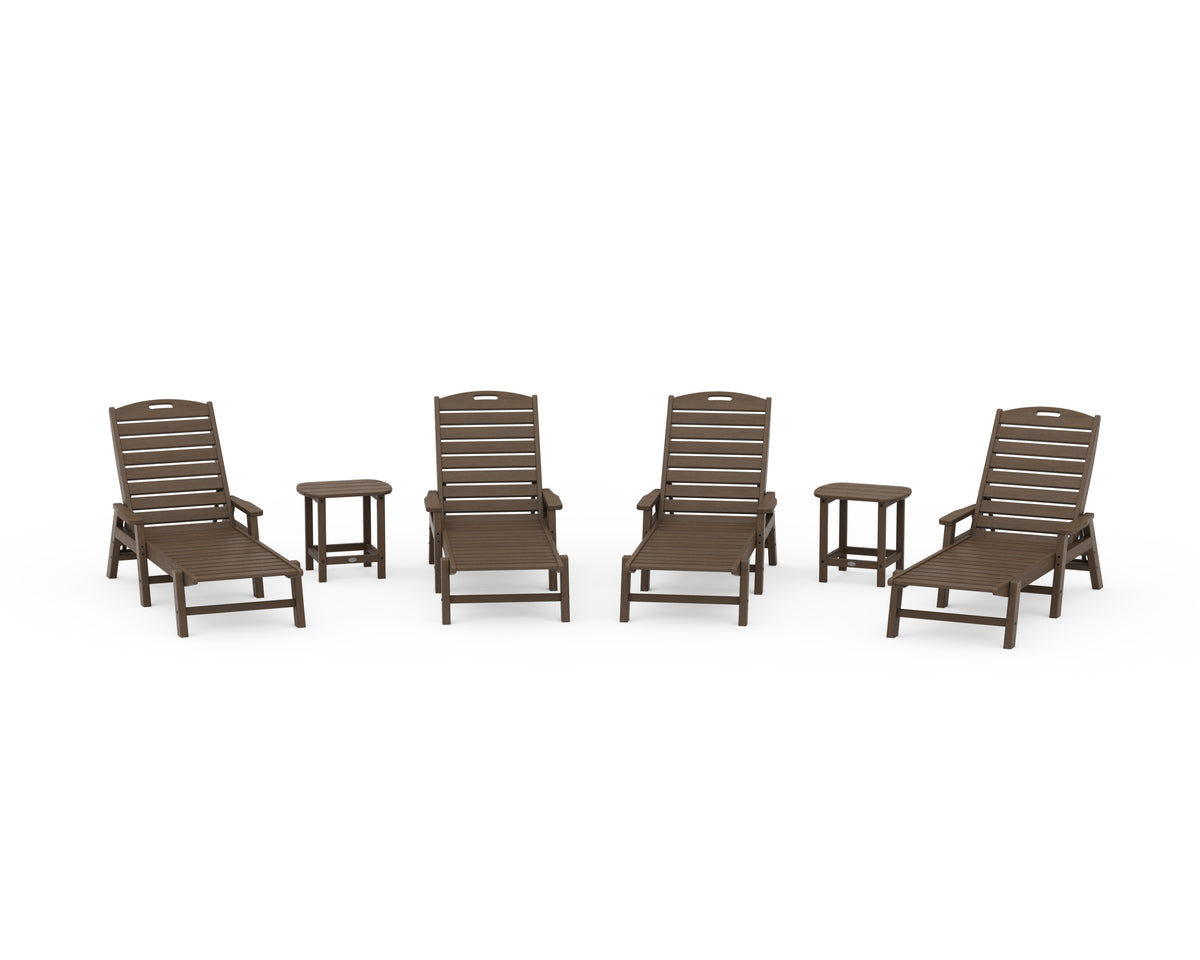 POLYWOOD Nautical Chaise 6-Piece Set with Arms in Kona
