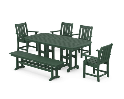 POLYWOOD Oxford 6-Piece Dining Set with Bench in Green