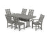 POLYWOOD Wovendale 7-Piece Farmhouse Dining Set with Trestle Legs in Slate Grey