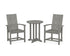 POLYWOOD Modern Adirondack 3-Piece Round Farmhouse Bistro Dining Set in Slate Grey