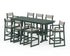 POLYWOOD EDGE Sling 9-Piece Farmhouse Bar Set with Trestle Legs in Green / Birch