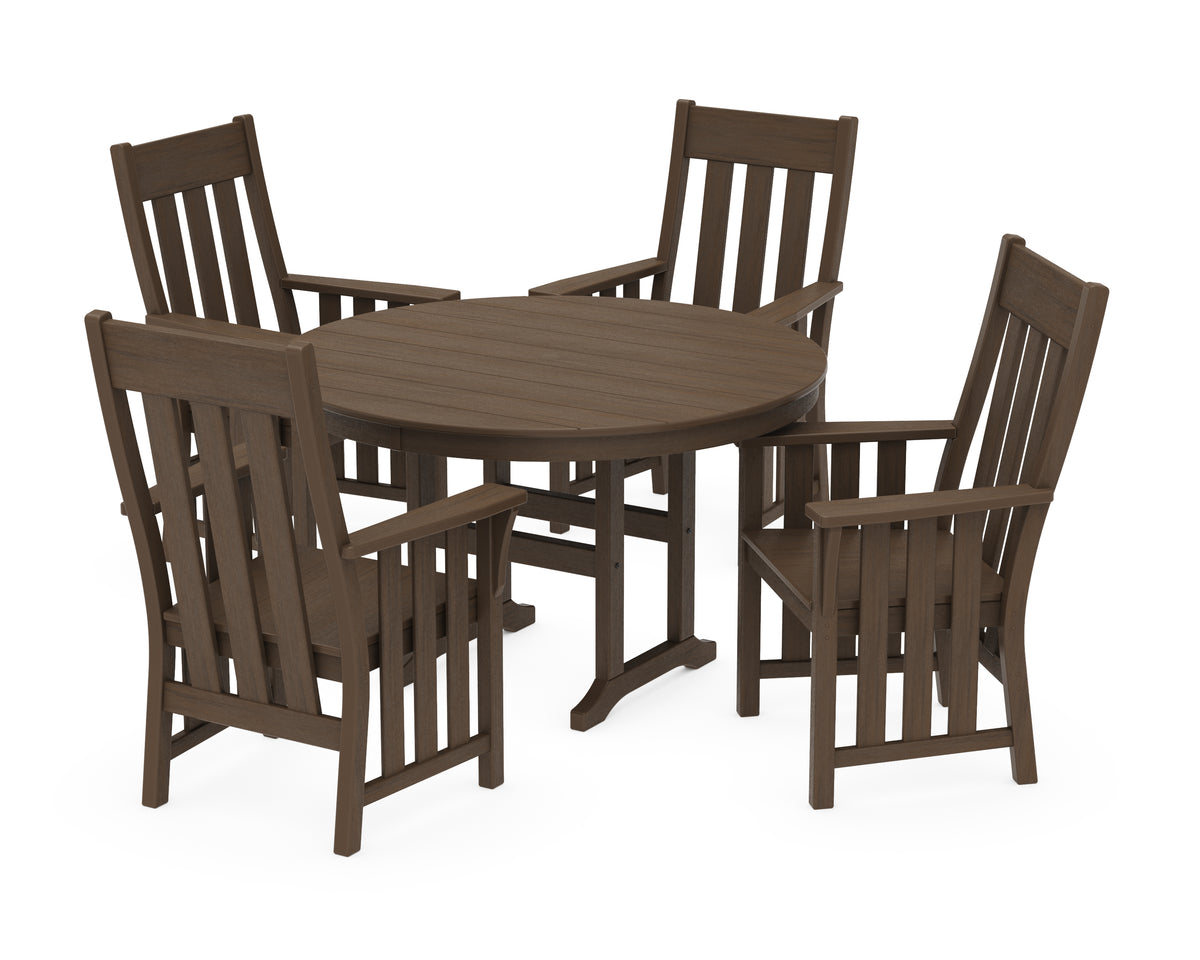 POLYWOOD Acadia 5-Piece Round Farmhouse Dining Set in Kona