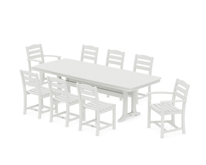 POLYWOOD La Casa Café 9-Piece Dining Set with Trestle Legs in Vintage White