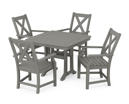 POLYWOOD Braxton 5-Piece Dining Set with Trestle Legs - 37" Table in Slate Grey