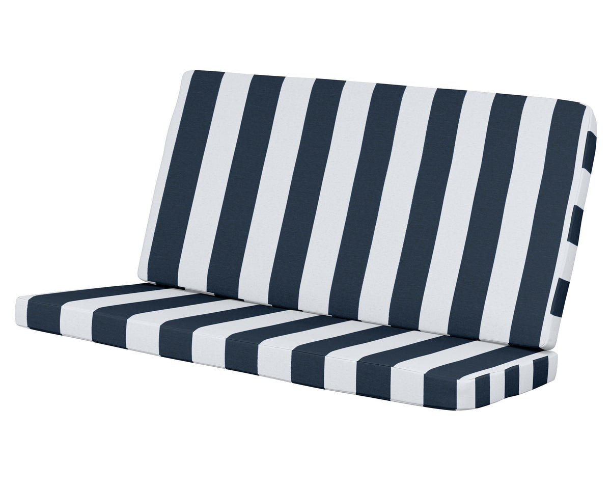 POLYWOOD Modern Loveseat Cushion in Cabana Stripe Marine Indigo