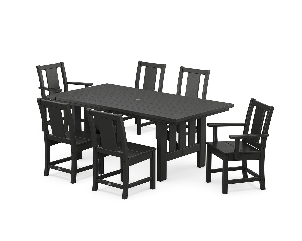 POLYWOOD Prairie 7-Piece Dining Set with Mission Table in Black