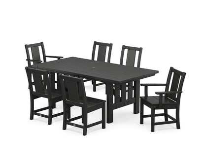 POLYWOOD Prairie 7-Piece Dining Set with Mission Table in Black