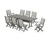 POLYWOOD Coastal 9-Piece Folding Dining Chair Farmhouse Dining Set with Trestle Legs in Slate Grey / Birch