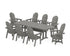 POLYWOOD Vineyard Curveback Adirondack Swivel 9-Piece Dining Set with Trestle Legs in Slate Grey