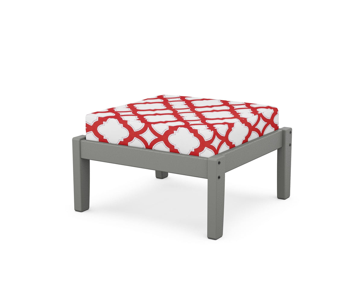 POLYWOOD Deep Seating Ottoman in Slate Grey / Trellis Crimson