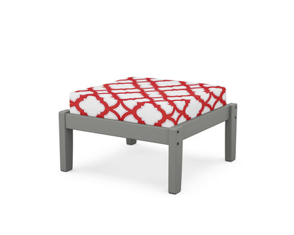 POLYWOOD Deep Seating Ottoman in Slate Grey / Trellis Crimson