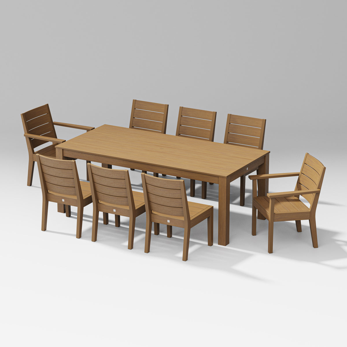 POLYWOOD Latitude 9-Piece Parsons Table Dining Set in Natural