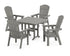 POLYWOOD Nautical Curveback Adirondack 5-Piece Farmhouse Dining Set in Slate Grey