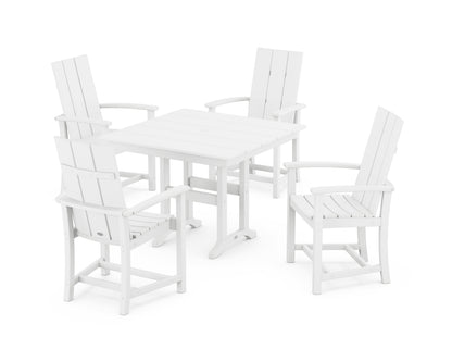 POLYWOOD Modern Adirondack 5-Piece Farmhouse Dining Set - 37" Table in White