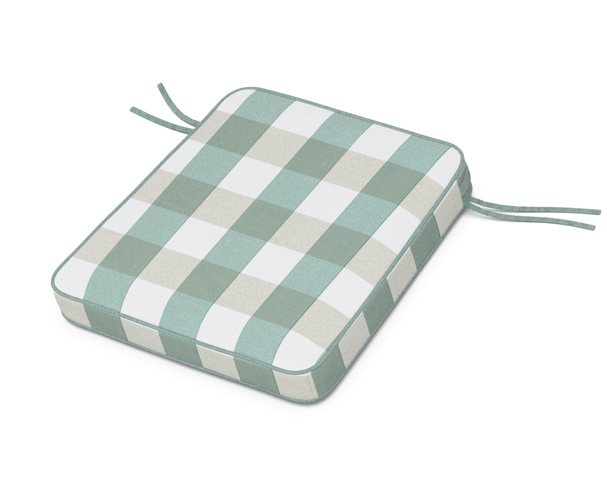 POLYWOOD Chinoiserie Rocker Seat Cushion in Buffalo Plaid Glacier Spa