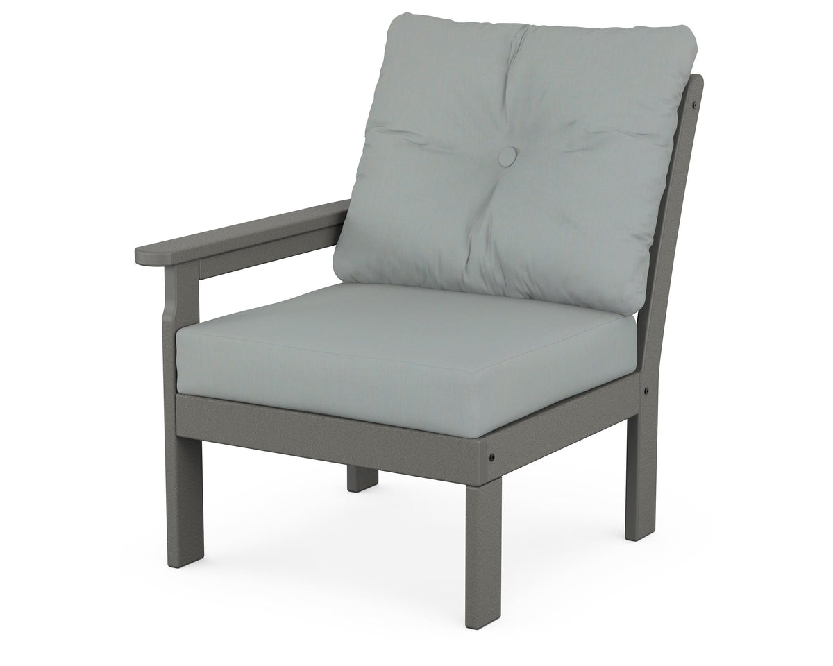 POLYWOOD Vineyard Modular Left Arm Chair in Slate Grey / Spa