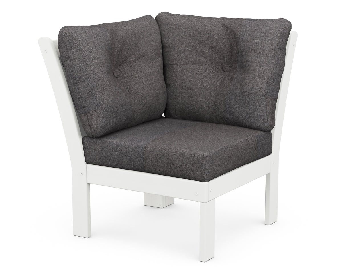 POLYWOOD Vineyard Modular Corner Chair in Vintage White / Ash Charcoal