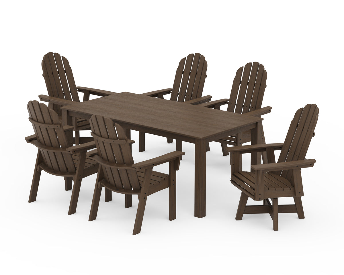 POLYWOOD Vineyard Curveback Adirondack 7-Piece Parsons Swivel Dining Set in Kona