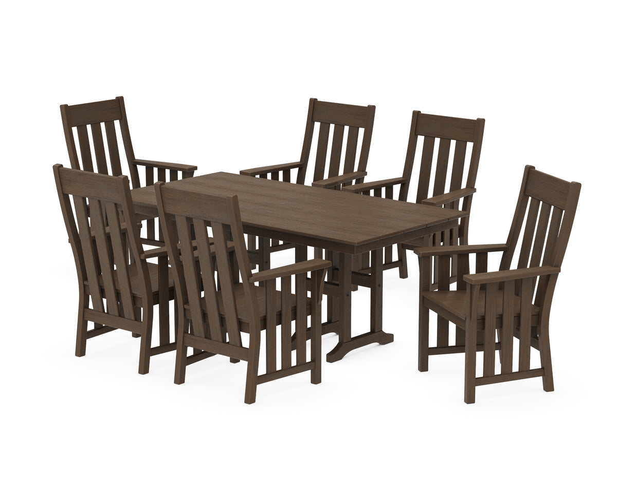 POLYWOOD Acadia Arm Chair 7-Piece Farmhouse Dining Set in Kona